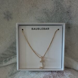 BaubleBar Gold Crystal J Initial Necklace